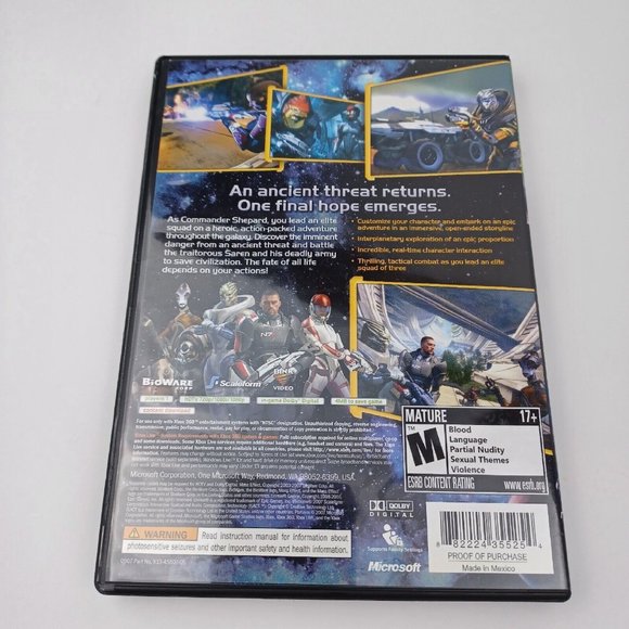 Mass Effect (Microsoft Xbox 360, 2007) CIB Complete Manual RPG Shooter Microsoft - Picture 2 of 6